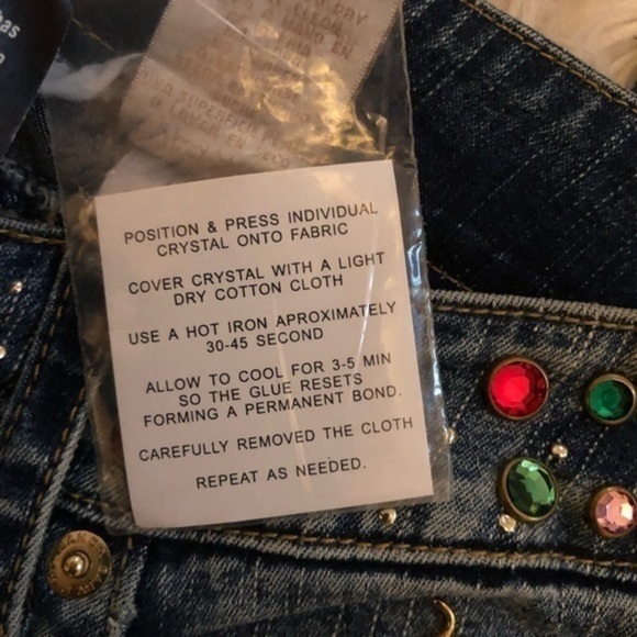 NWT Baby Phat boot cut Rhinestone sparkle embroidered pocket blue jeans sz 5 - Picture 10 of 16